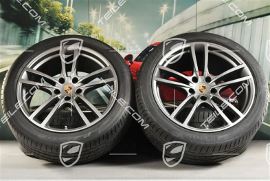 21" koła letnie Cayenne Turbo, komplet, felgi 9,5J x 21 ET46 + 11,0J x 21 ET49 + opony letnie Pirelli P Zero 285/40 R21 + 315/35 R21, Platinum satynowy półmat