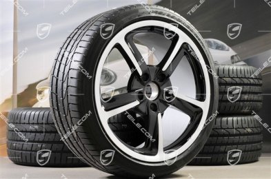 20-inch SportTechno summer wheel set, rims 8,5J x 20 ET57 + 10J x 20 ET50 + NEW summer tires Pirelli 235/35 R20 + 265/35 R20, in black, with TPM