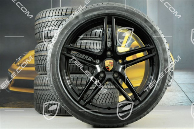 19" Koła zimowe, komplet "Carrera", felgi 8,5J x 19 ET50 + 11J x 19 ET77 + NOWE opony zimowe Continental WinterContact TS 830P 235/40 R19 + 295/35 R19, czarny wysoki połysk