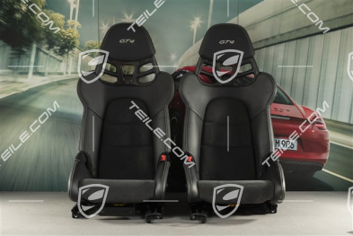 Bucket seats, Carbon, leather+Alcantara, black, seam in Silver, logo GT4, set, L+R