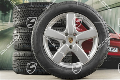 19" winter wheels set Cayenne Sport Classic, rims 8,5J x 19 ET59 + Pirelli winter tires 265/50 R19, GT-Silver Metallic, with TPM