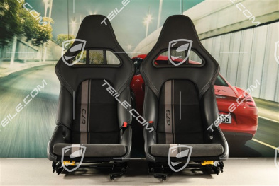 Bucket seats, collapsible, leather/Alcantara black, seam in silver, with logo GT3, set, L+R