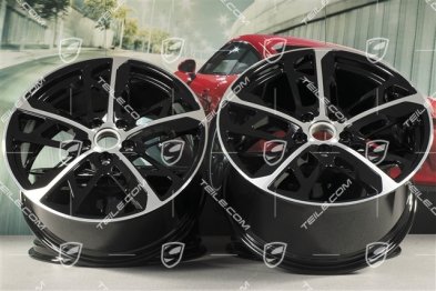 21" Komplet felg Cross Turismo Design, 9,5J x 21 ET60 + 11,5J x 21 ET66, czarny wysoki połysk + frezowana powierzchnia
