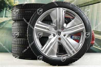 22" Macan Exclusive Design Winterräder Satz, Felgen 9J x 22 ET29 + 11J x 22 ET47 + NEUE Continental Winterreifen 255/40 R22 + 295/35 R22, in Platinsilber