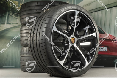 21" Cross Turismo Design summer wheel set, rims 9,5J x 21 ET60 + 11,5J x 21 ET66 + NEW Goodyear summer tyres 265/35 R21 + 305/30 R21, black high gloss + glossy surface