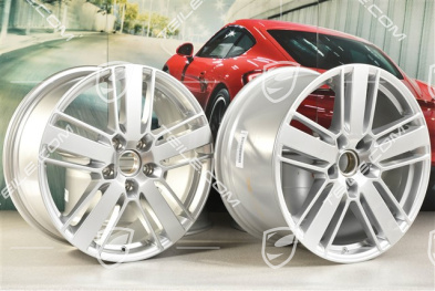 20" Komplet felg Panamera Design 2, 9,5J x 20 ET71 + 11,5J x 20 ET68, srebrny Brilliant chrome