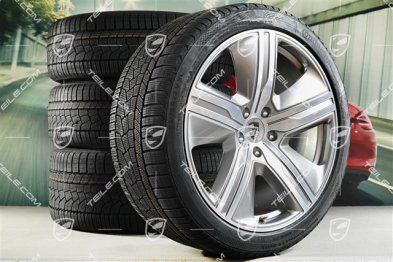 22" Macan Exclusive Design Winterräder Satz, Felgen 9J x 22 ET29 + 11J x 22 ET47 + NEUE Continental Winterreifen 255/40 R22 + 295/35 R22, in Platinsilber