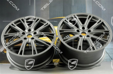 21" Felgensatz Panamera Exclusive, 9,5J x 21 ET71 + 11,5J x 21 ET69, Platinum Seidenmatt