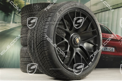 20" Turbo S Zentralverschluss Winterräder Satz für Turbo S / GTS, Felgen 8,5J x 20 ET51 + 11J x 20 ET59 + Michelin Pilot Alpin PA4 N1 Winterreifen 245/35 R20+295/30 R20, RDK-Sensoren, schwarz seidenmatt