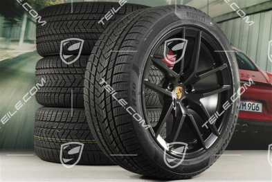 20" "Macan S" Winterräder Satz, Felgen 9J x 20 ET26 + 10J x 20 ET19 + NEUE Pirelli Winterreifen 265/45 R 20 + 295/40 R 20, schwarz seidenmatt, mit RDK-Sensoren