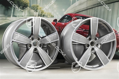 22-inch wheel rim set, Cayenne Sport Classic, 10J x 22 ET48 + 11,5J x 22 ET61, Platinum Silver