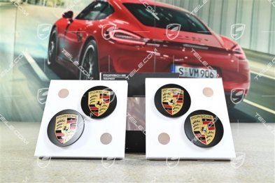 Hub cap set, matt black, crest coloured