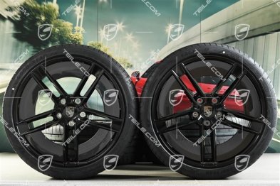 21" koła letnie Exclusive Design, komplet, felgi 9,5J x 21 ET60 + 11,5J x 21 ET66 + NOWE opony letnie Goodyear Eagle F1 Asymmetric 3 265/35 R21 + 305/30 R21, CARBON - z owiewkami karbonowymi