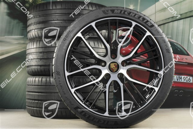 21-inch Panamera Exclusive Design Sport summer wheel set, wheel rims 9,5J x 21 ET71 + 11,5J x 21 ET69 + Michelin summer tyres 275/35 R21 + 315/30 R21, with TPMS, black high gloss